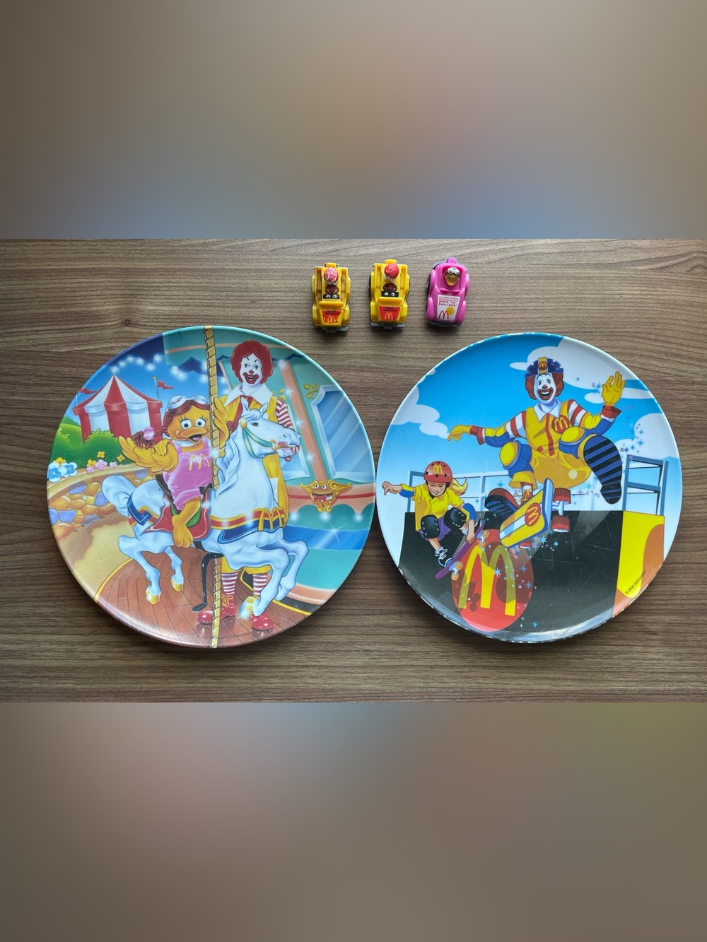 Vintage McDonald's Plate & 1985 Toy Car Lot (5 Pcs)